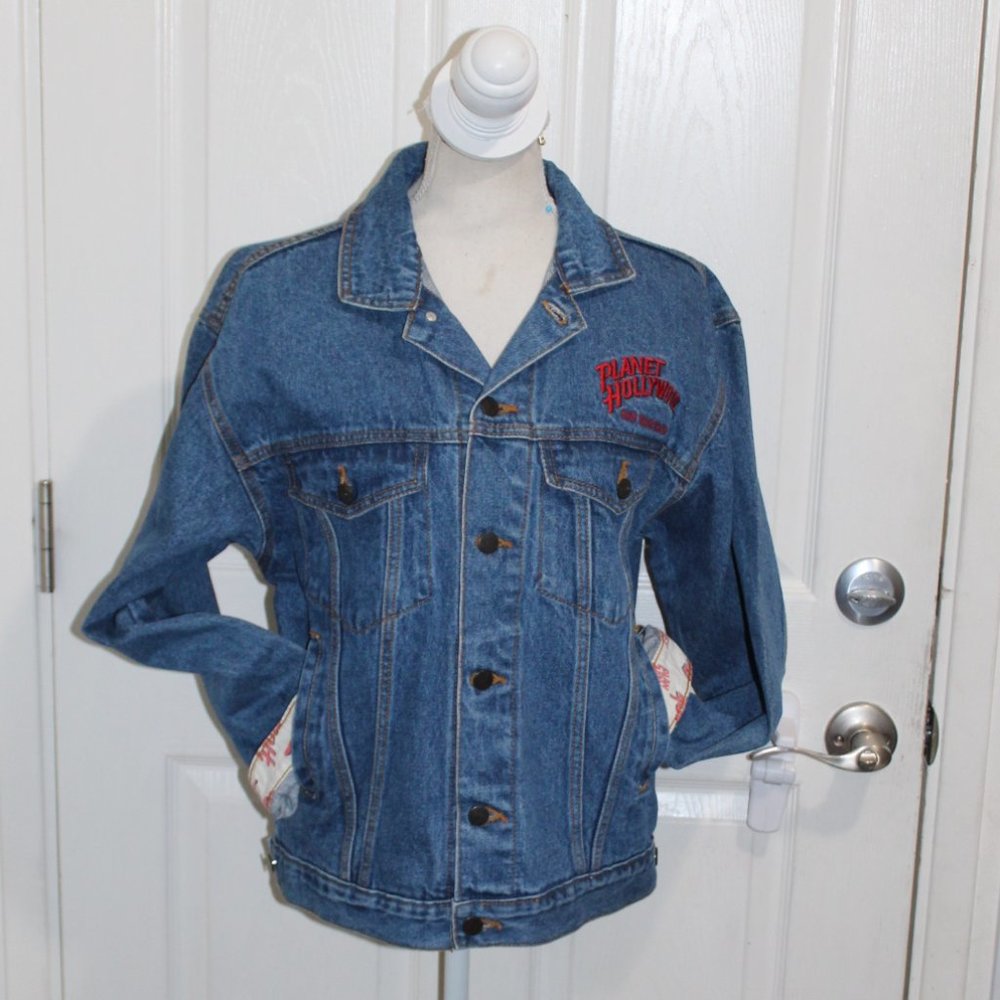 Planet Hollywood San Francisco Women Small Medium vintage Jean Jacket 90s